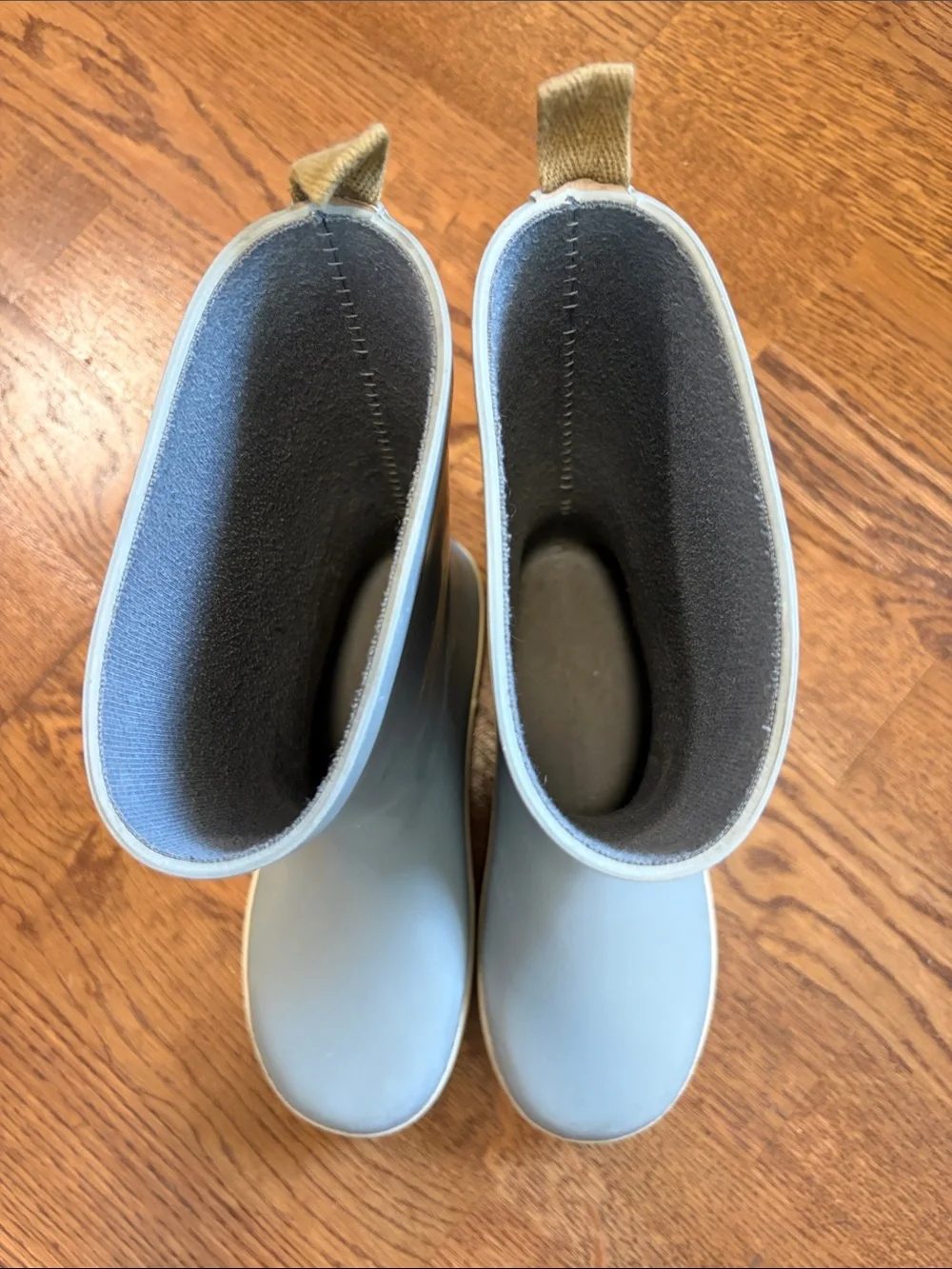 Rylee + Cru Light Blue Kids Tall Rain Boots with Cream Pull Tabs